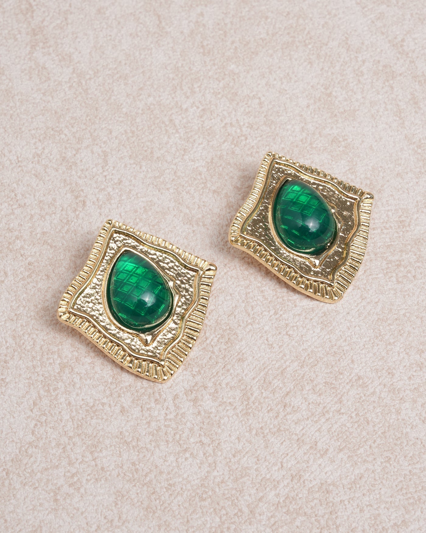 Green Geometry Earrings