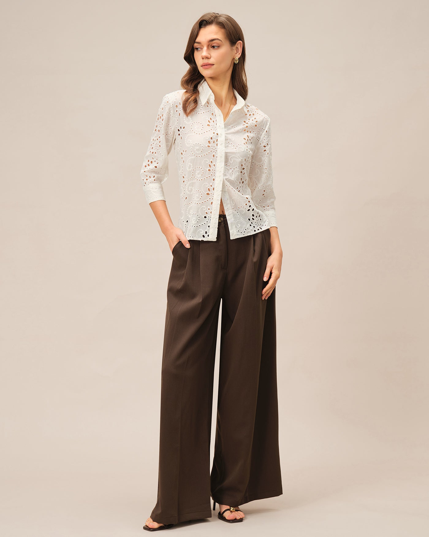 Off White Floral Textured Collar Shirt