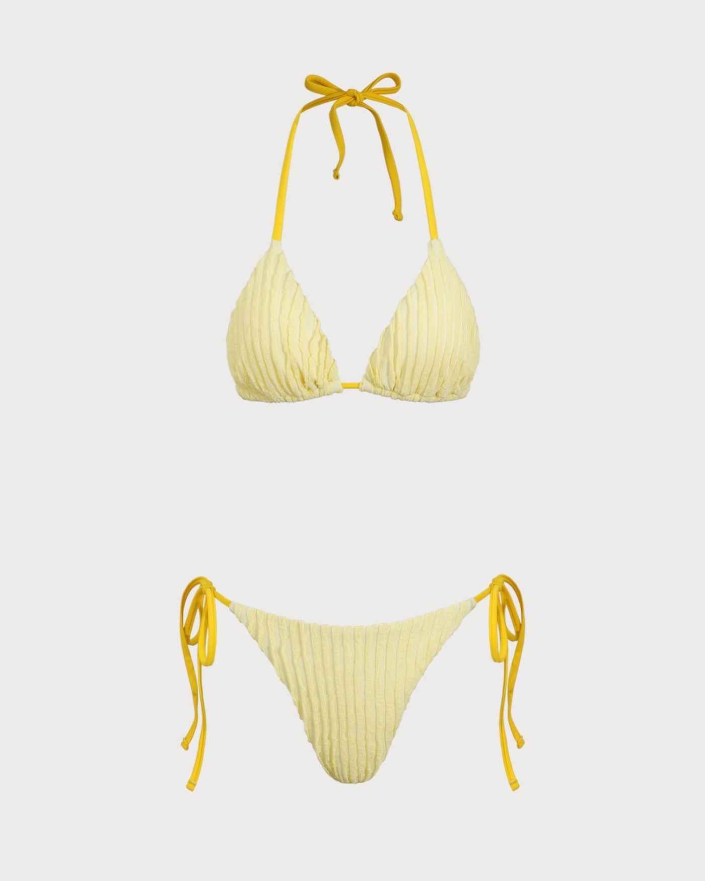 Yellow Halter Triangle Bikini Set