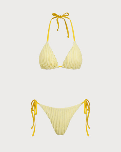 Yellow Halter Triangle Bikini Set