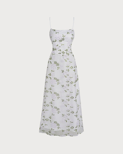 White Floral Slip Maxi Dress