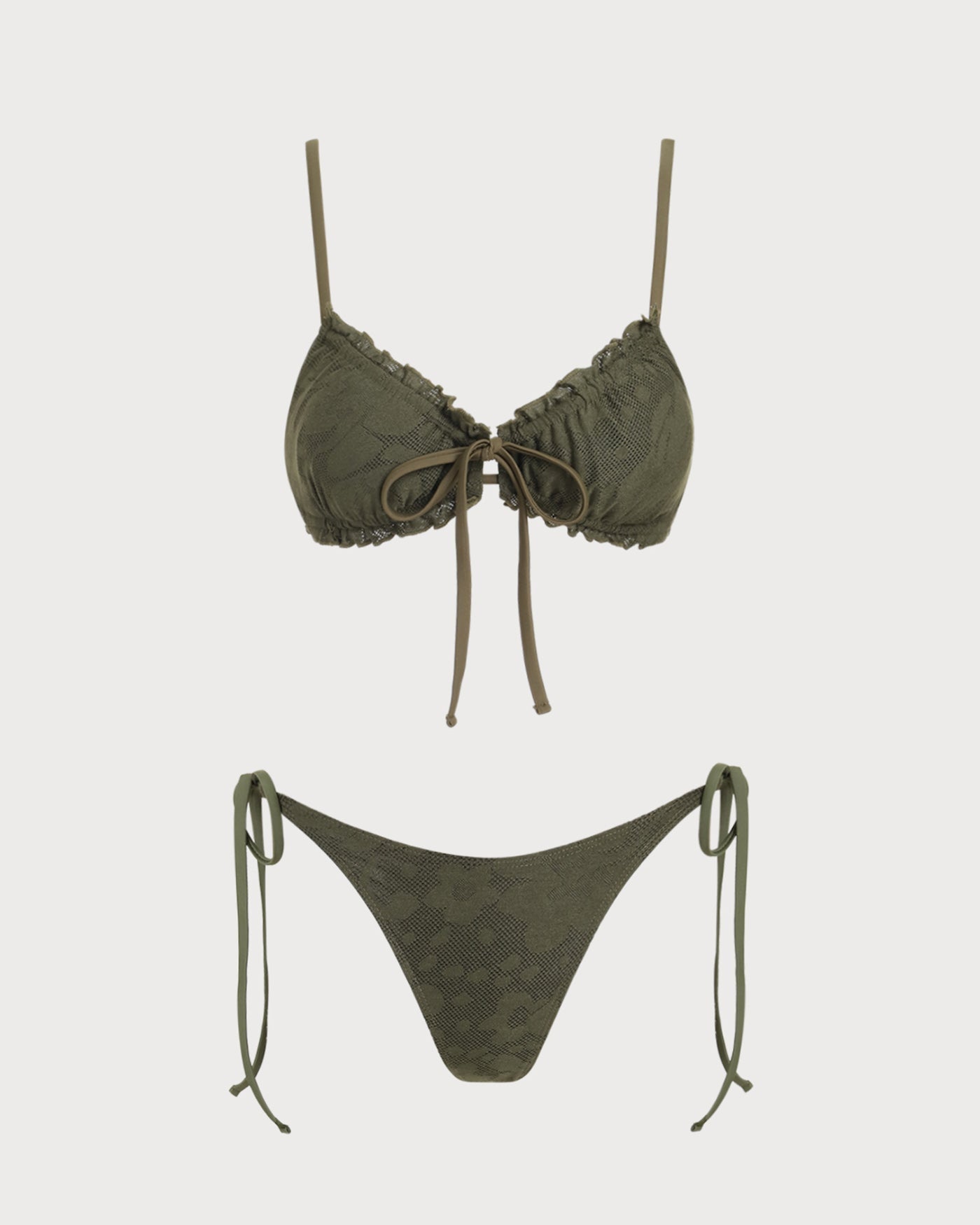 Army Green Jacquard Bikini Set