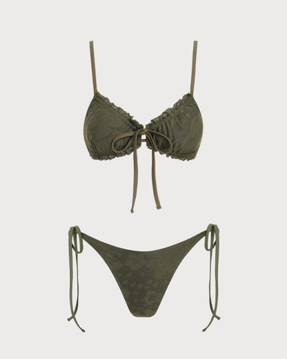 Army Green Jacquard Bikini Set