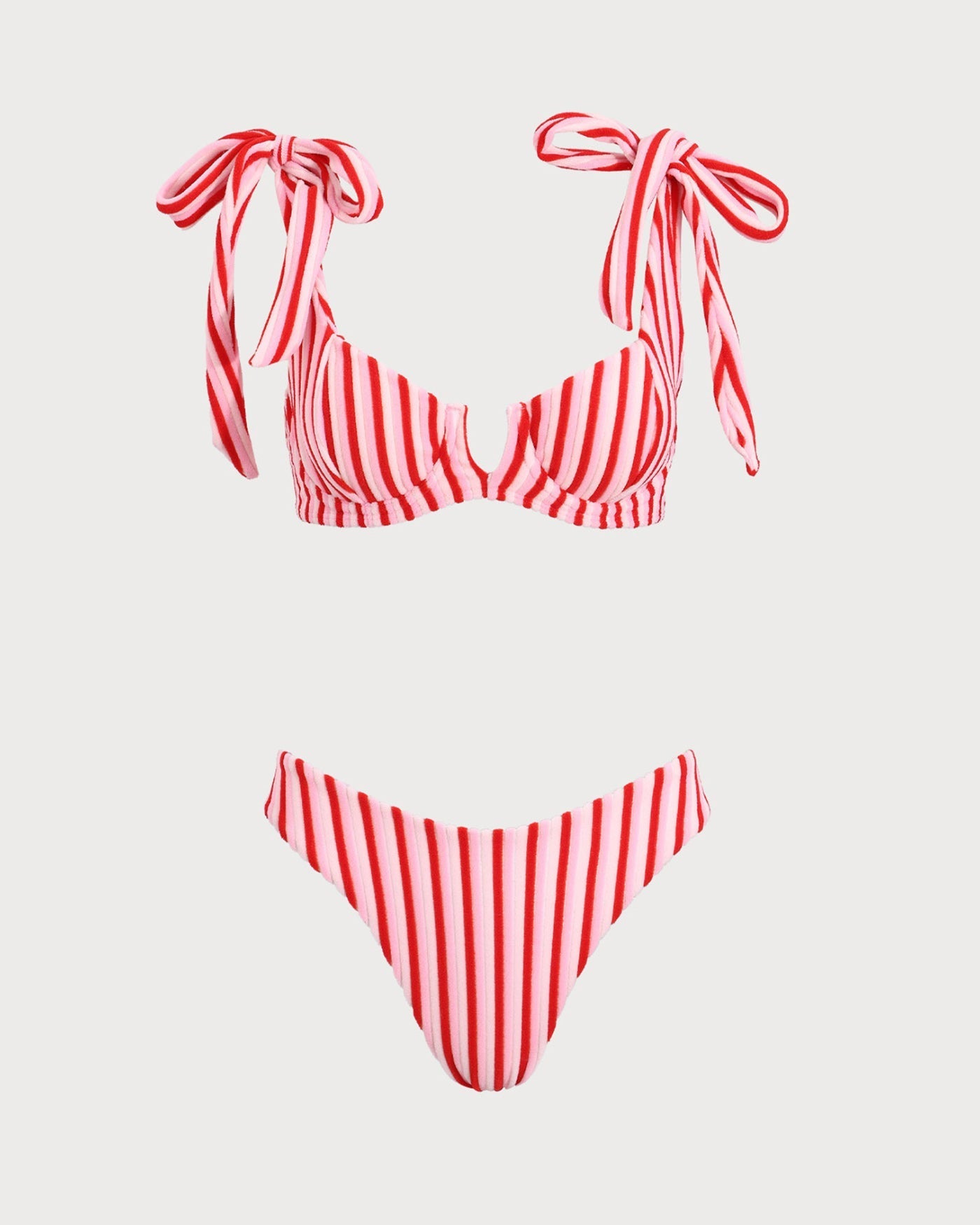 Pink Striped Bikini Set