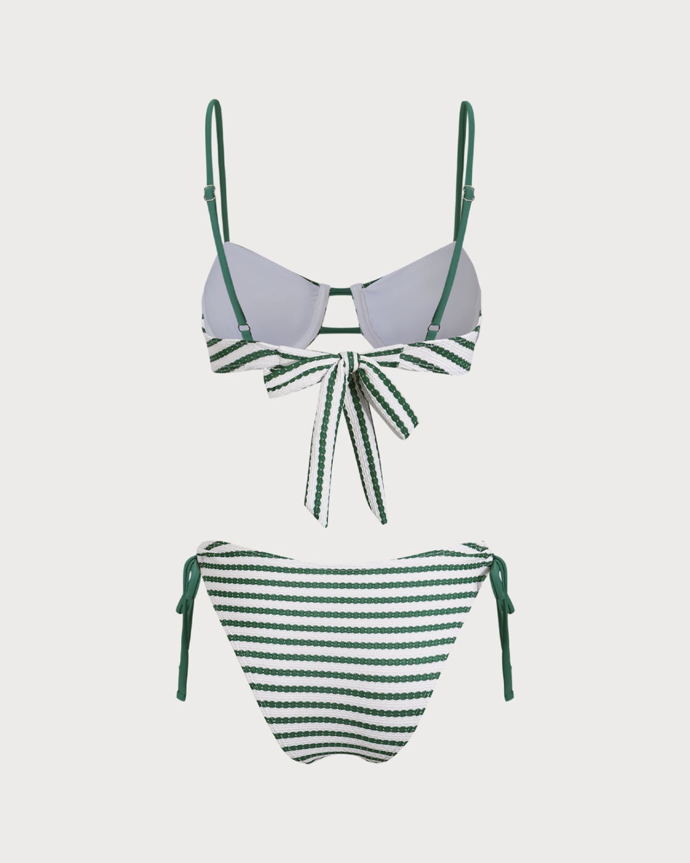 Green Striped Underwire Bikini Set