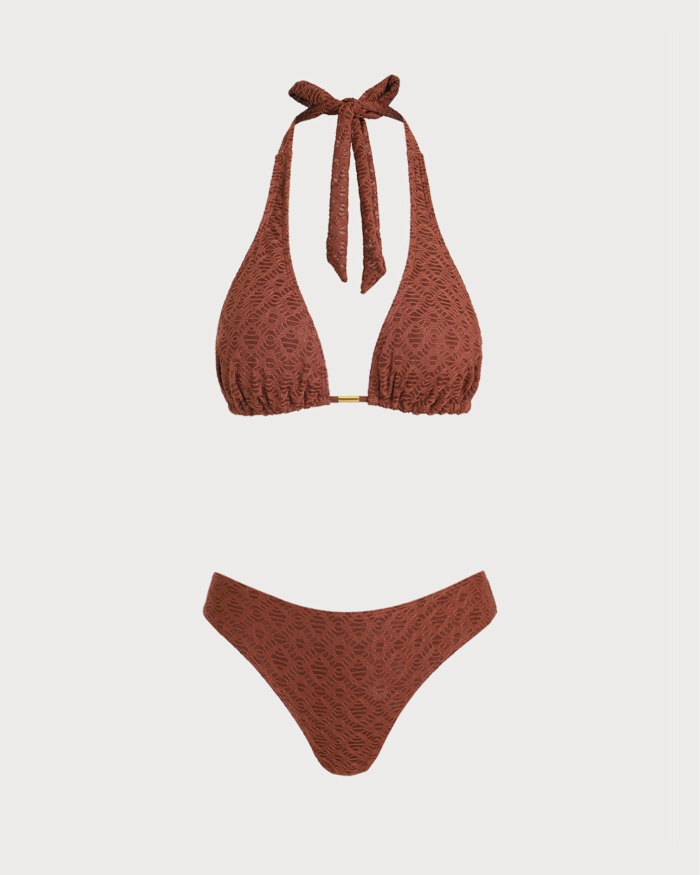 Brown Jacquard Three-Piece Set