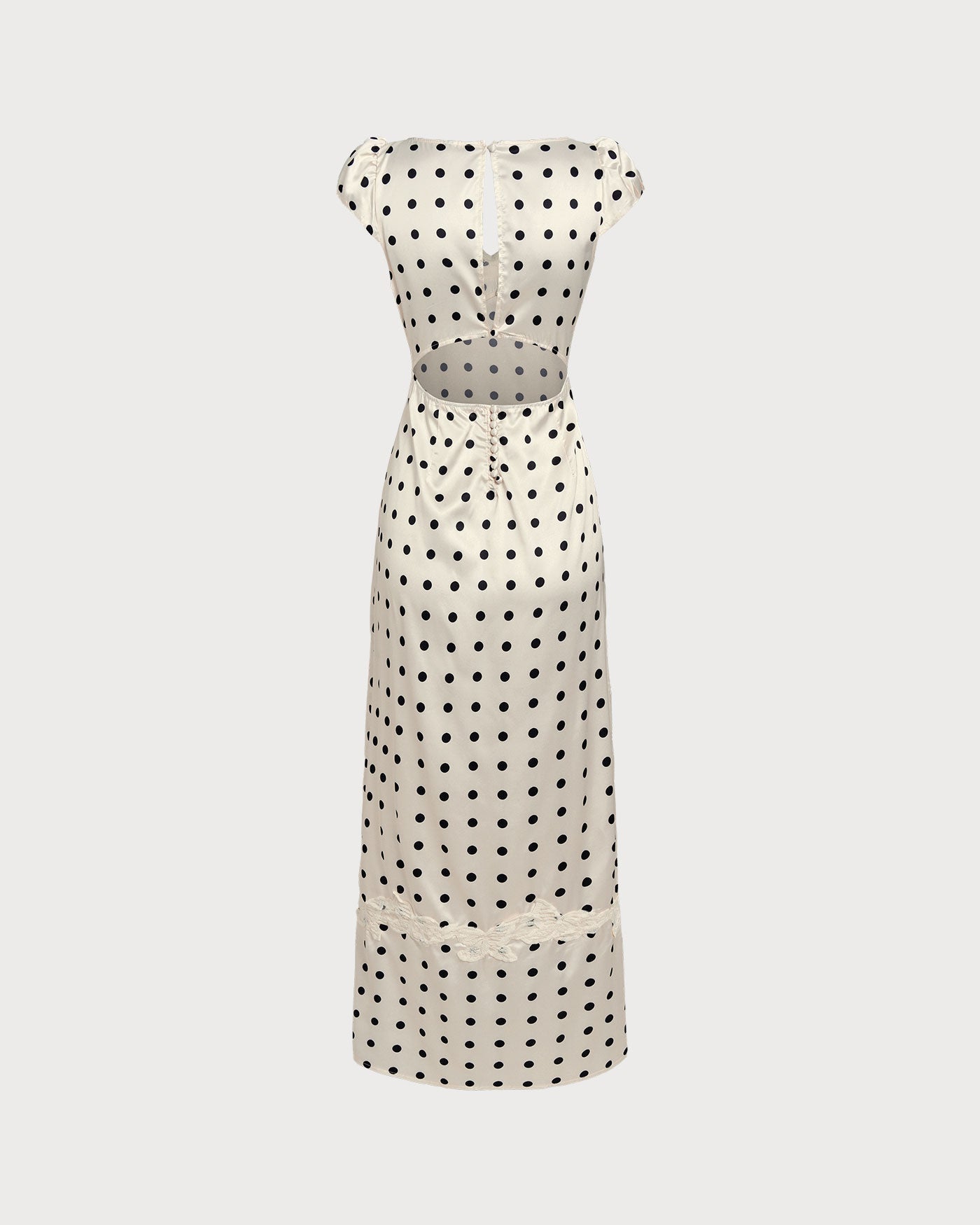 Apricot Polka Dot Lace Maxi Dress