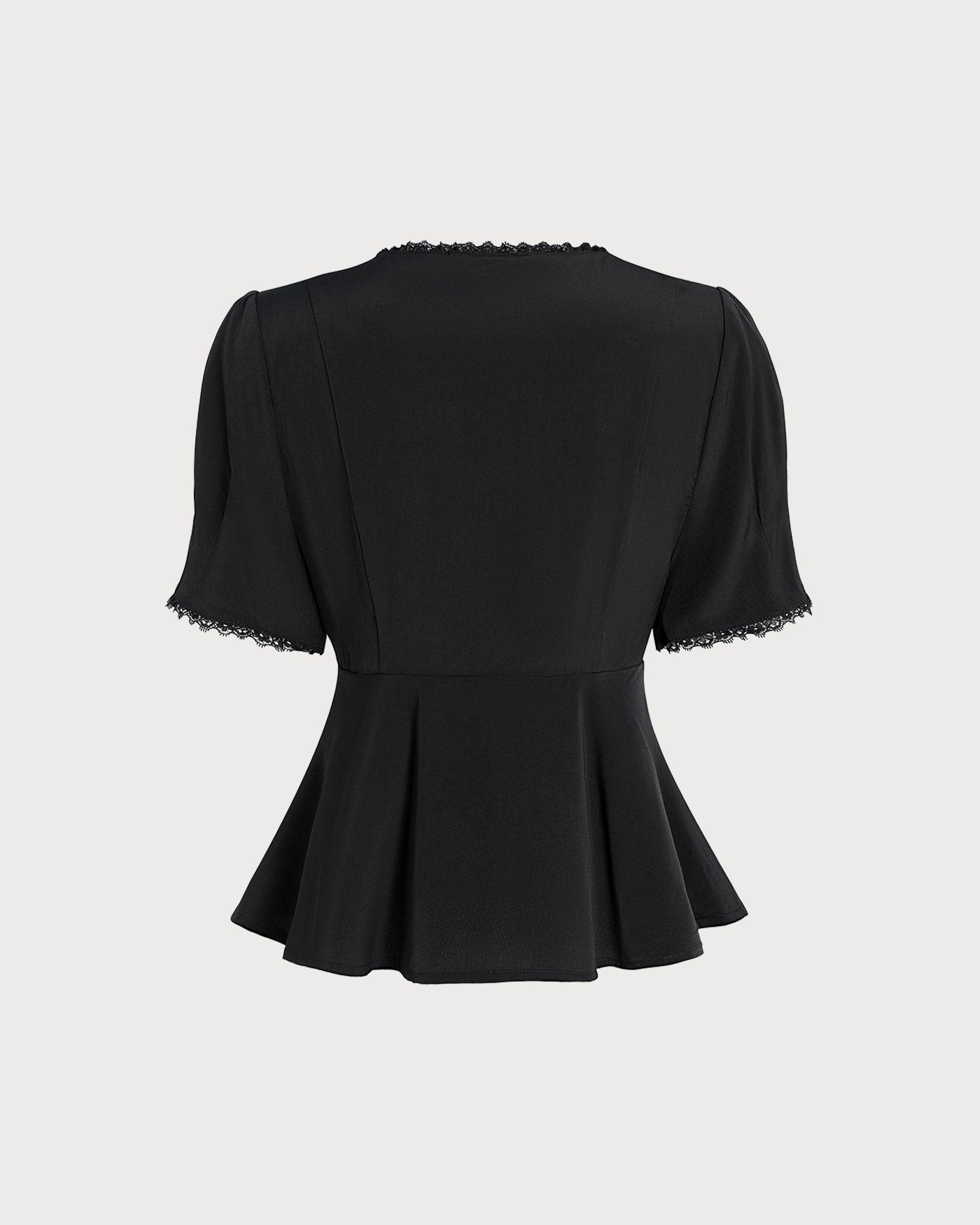 Black Square Neck Lace Blouse