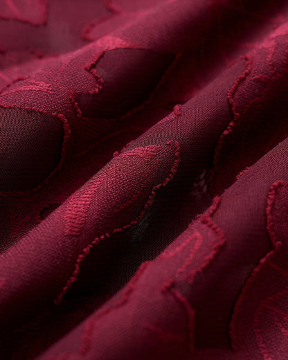 Wine Red Sweetheart Neck Jacquard Slip Midi Dress