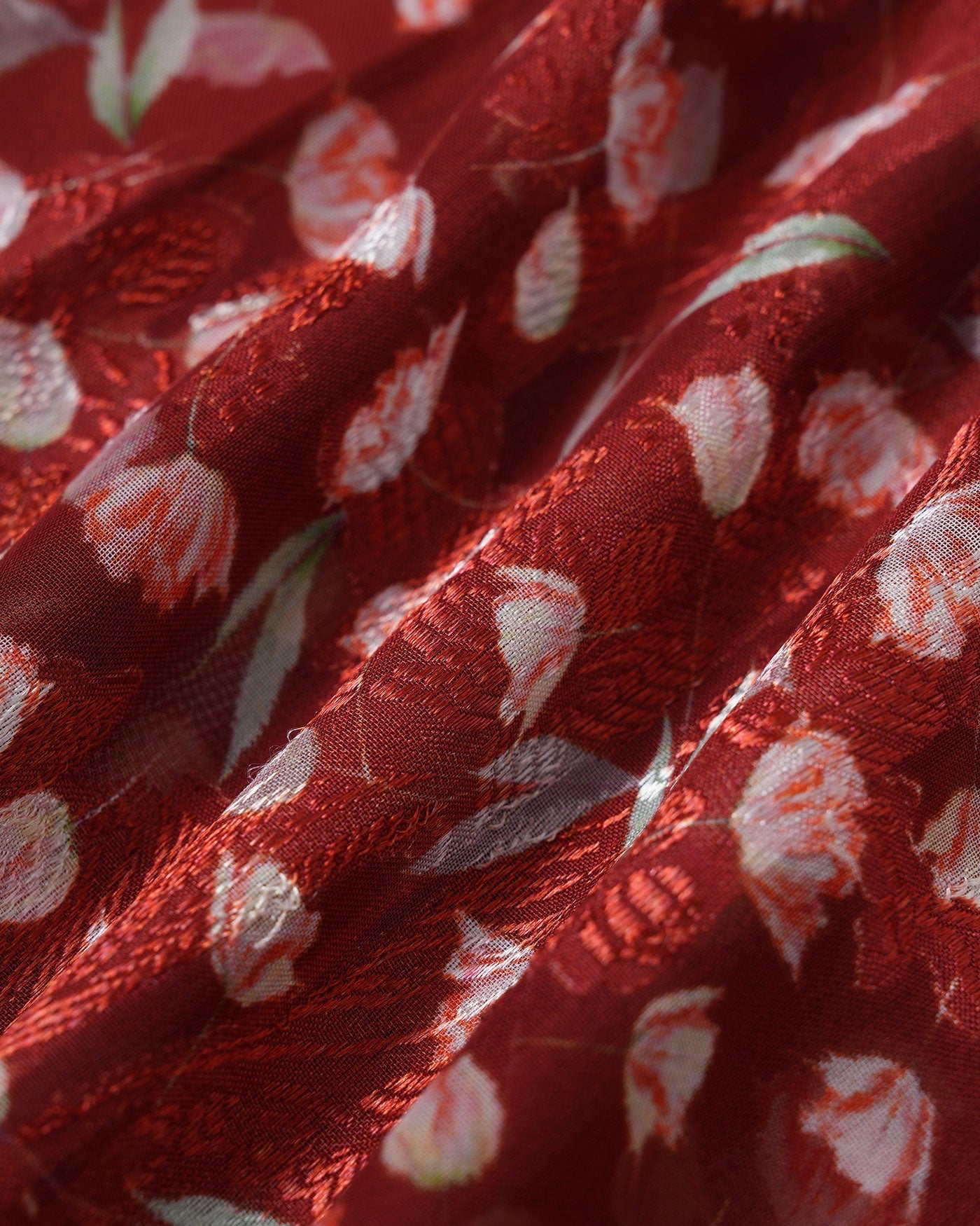 Wine Red Floral Slip Midi Dress
