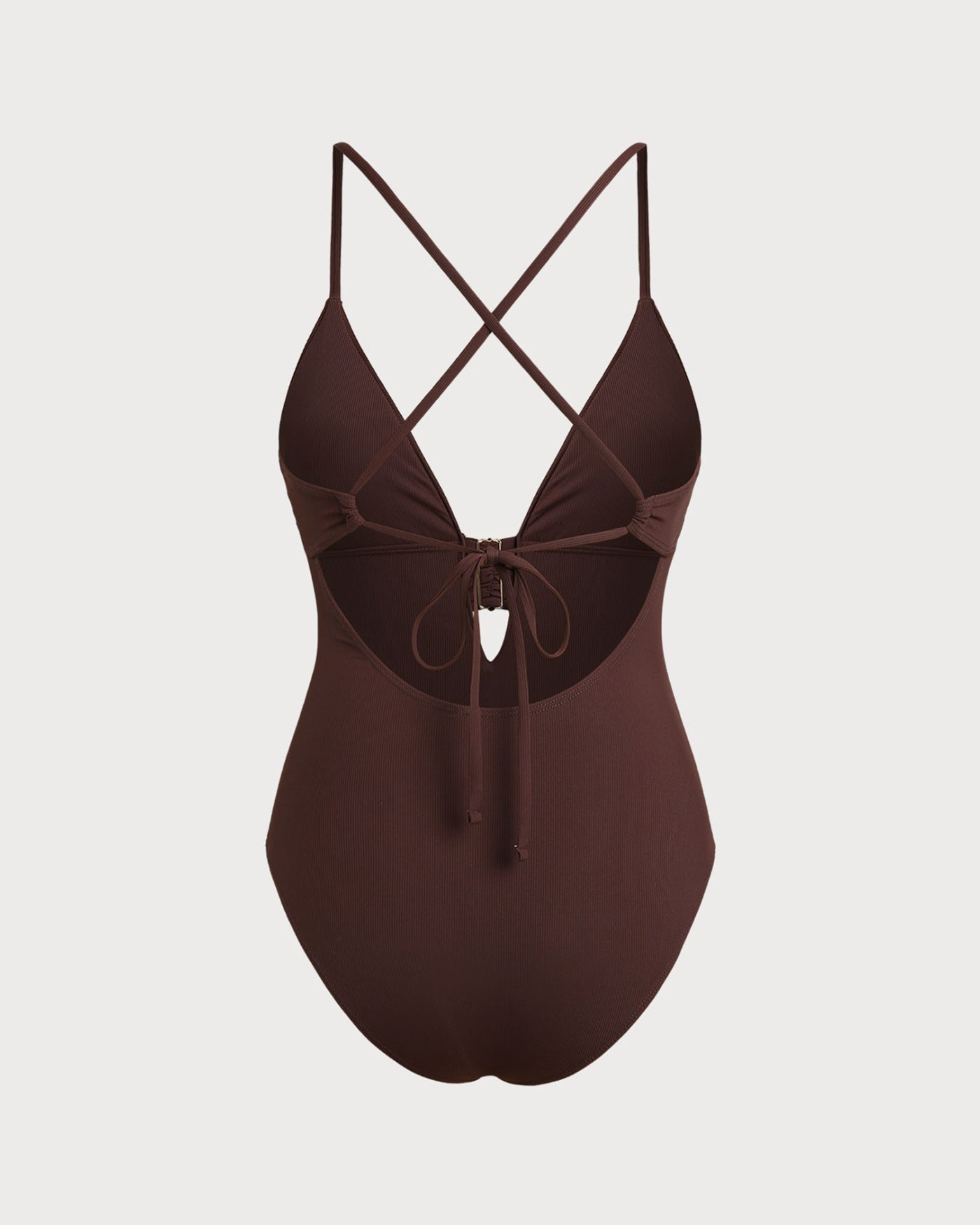 Brown Cut Out One Piece Swimwear