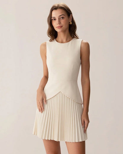 Apricot Round Neck Skater Mini Dress