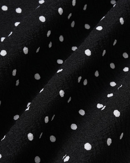 Black Polka Dot Ruched Midi Skirt