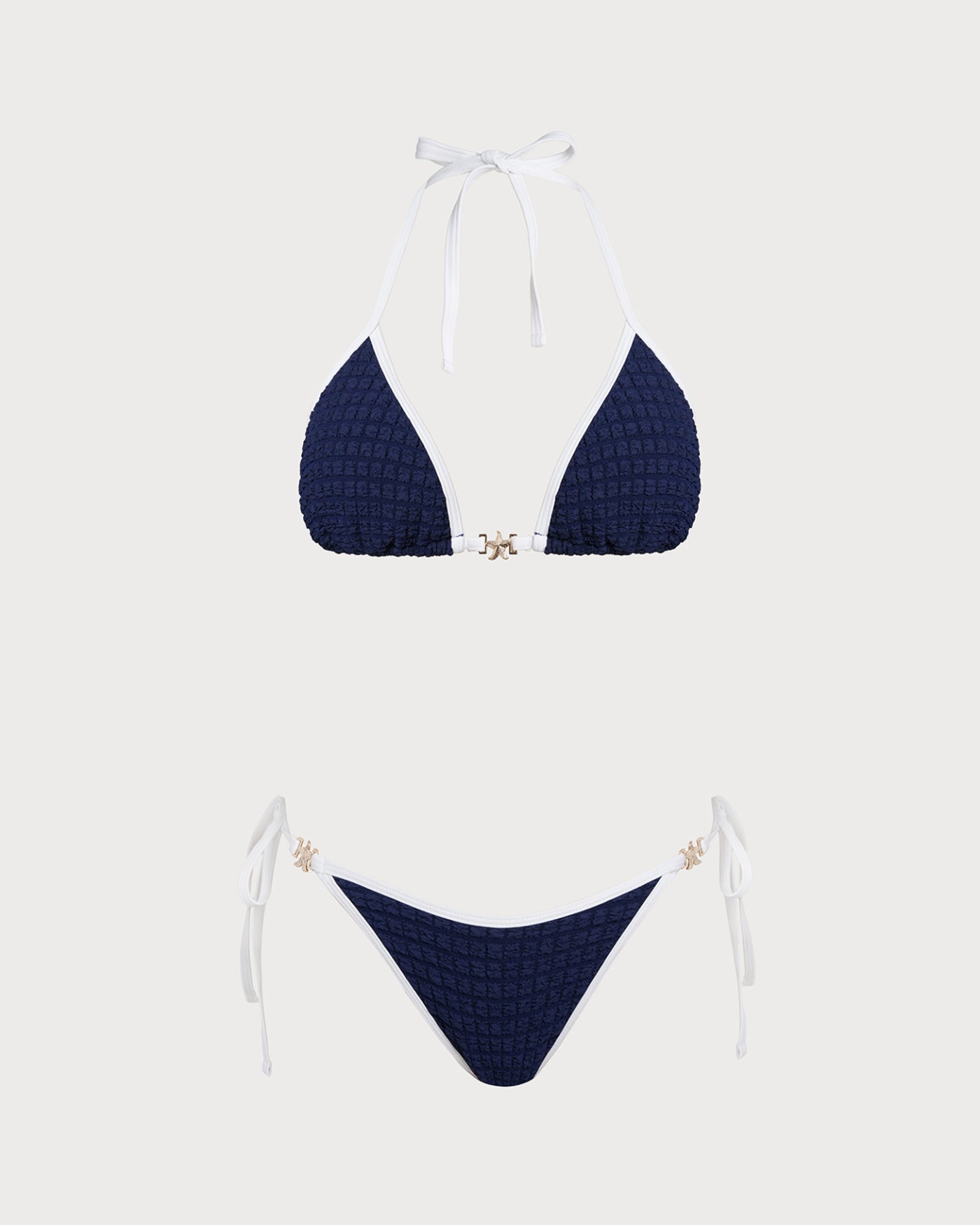 Blue Contrasting Halter Bikini Set