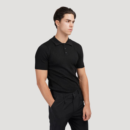 Visconti Knitted Polo Shirt - Nero