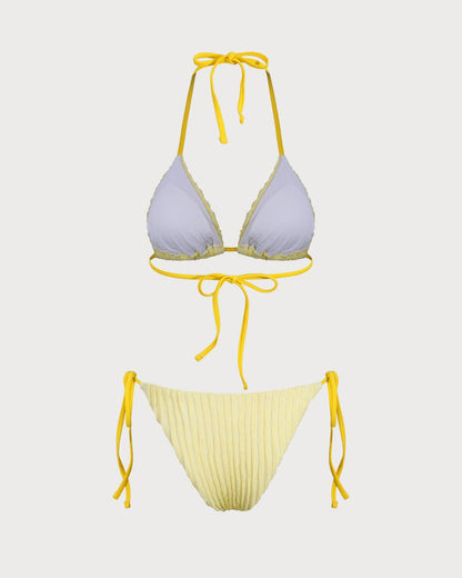 Yellow Halter Triangle Bikini Set