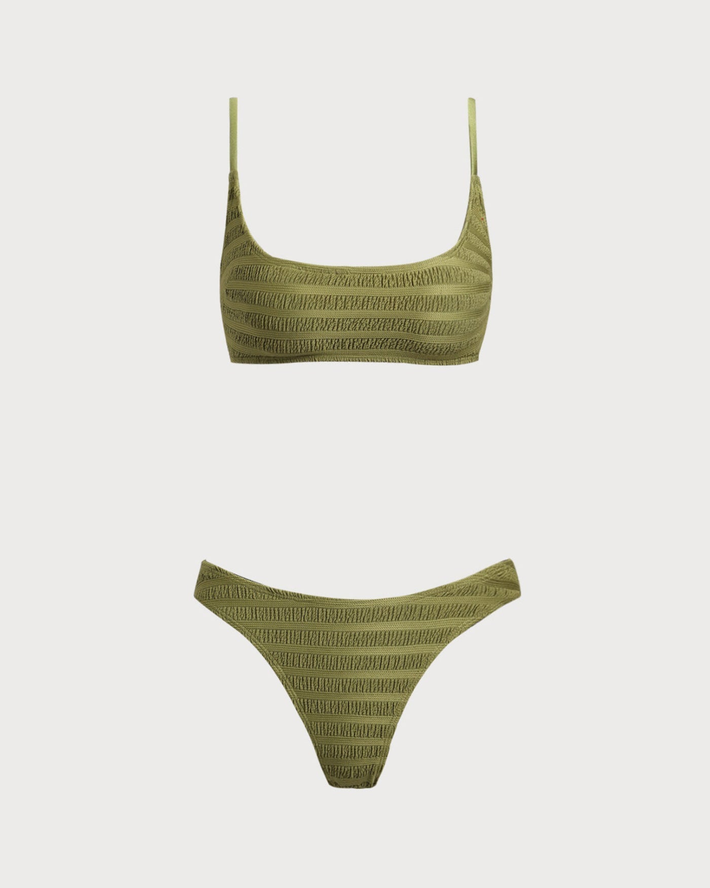 Army Green Ruffle Bikini Set