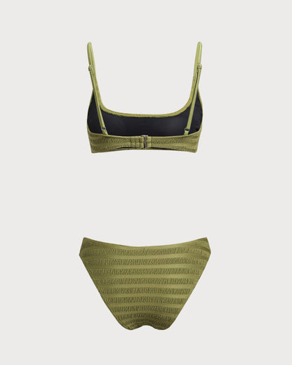 Army Green Ruffle Bikini Set