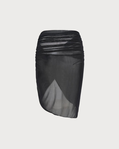 Black Mesh Beach Cover-up