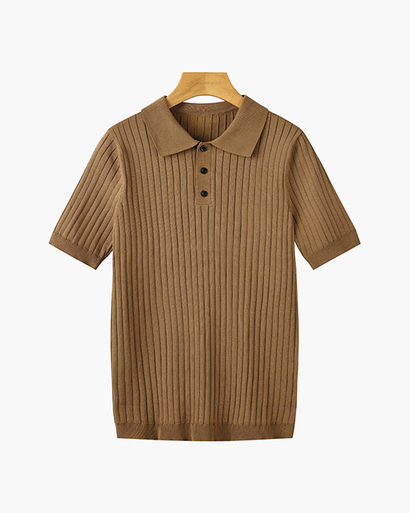 Visconti Knitted Polo Shirt - Marrone