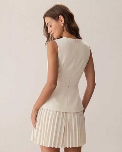 Apricot Round Neck Skater Mini Dress