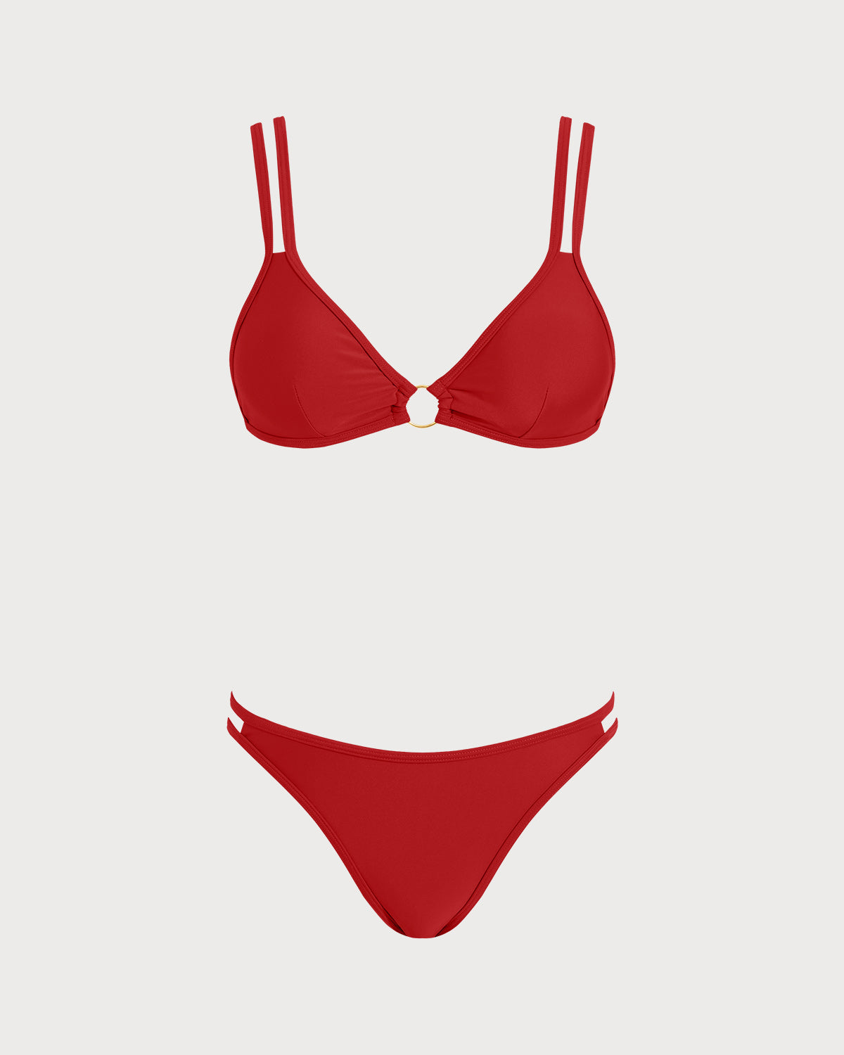 Red O-Ring Triangle Bikini Set