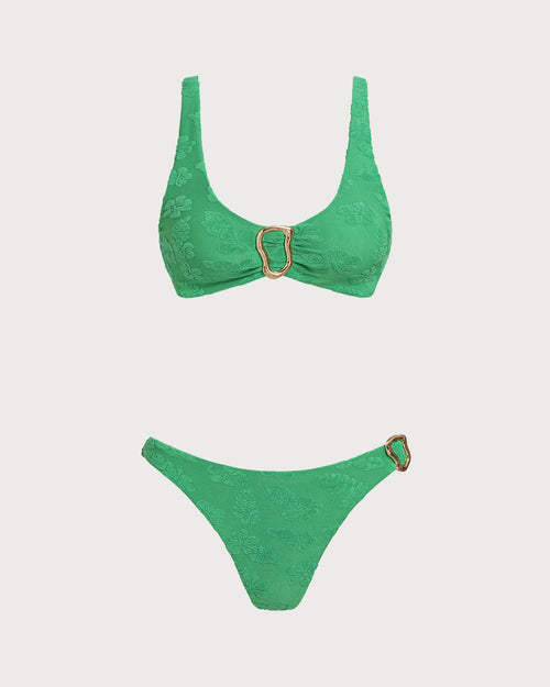 Green U Neck Bralette Bikini Set