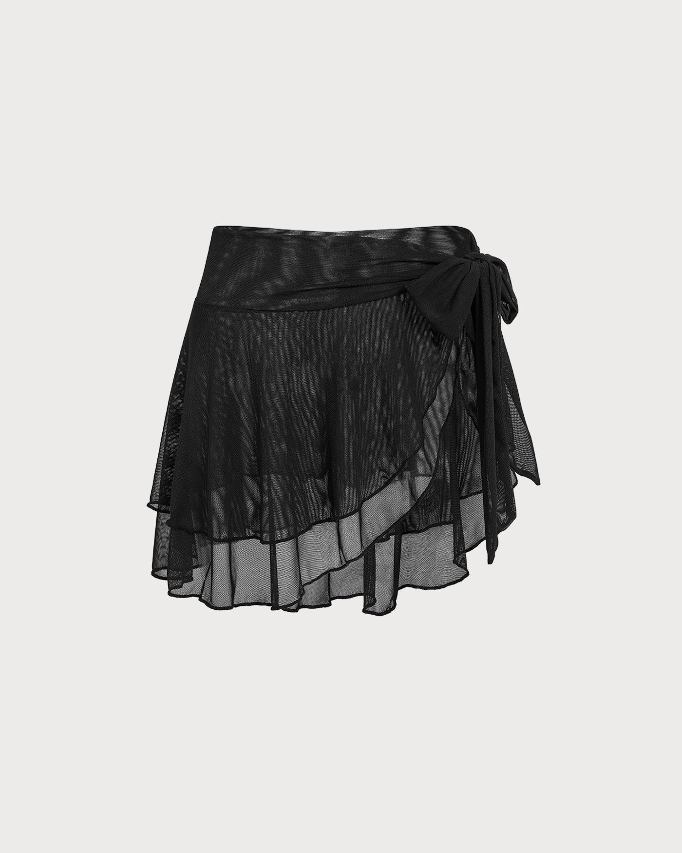 Black Ruffled Mesh Cover-up