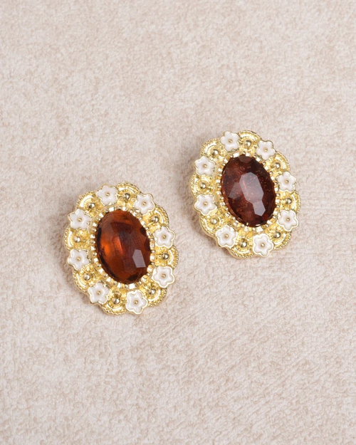 Brown Alloy Earrings