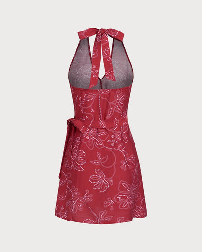 Red Halter Neck Beach Dress
