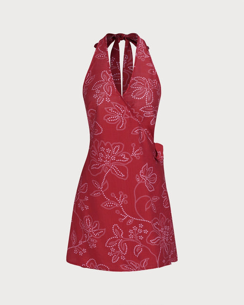 Red Halter Neck Beach Dress