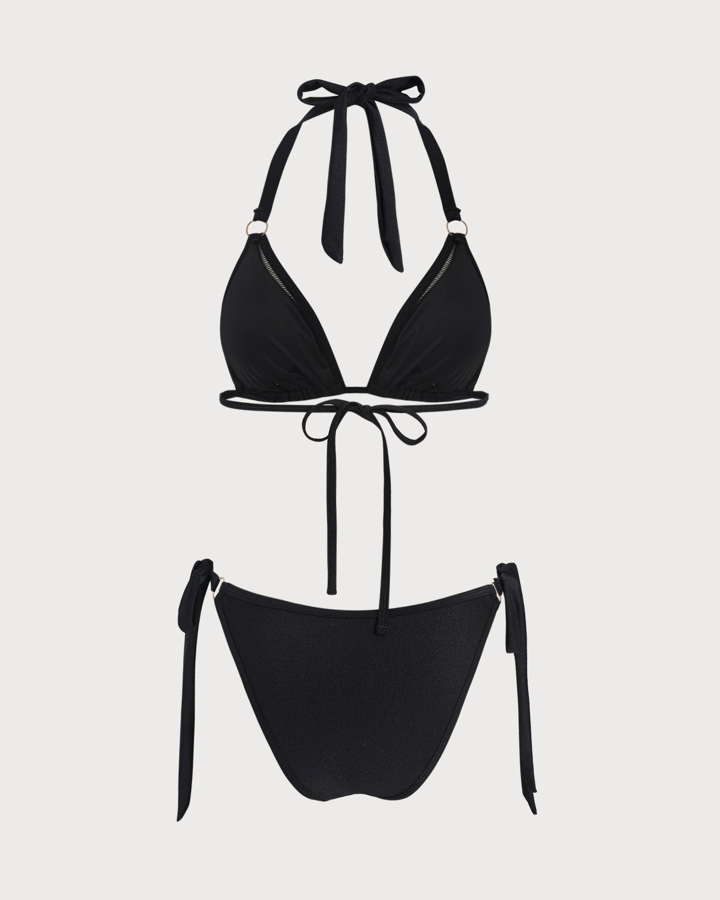 Black Halter O-Ring Triangle Bikini Set