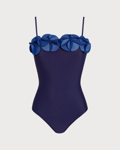 Blue Floral One Piece Swimwear