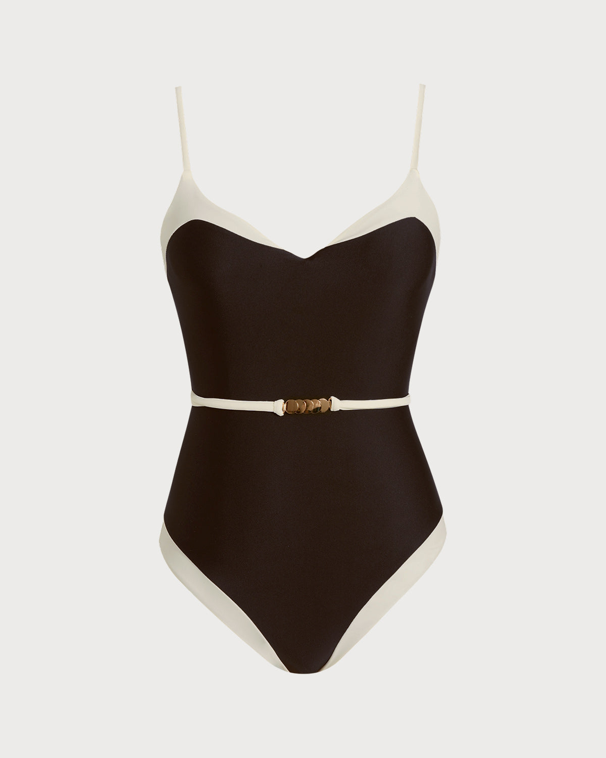 Brown V Neck Bralette One Piece
