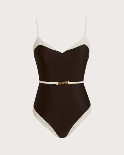 Brown V Neck Bralette One Piece