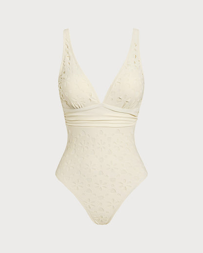 Off White Bralette One Piece Swimwear
