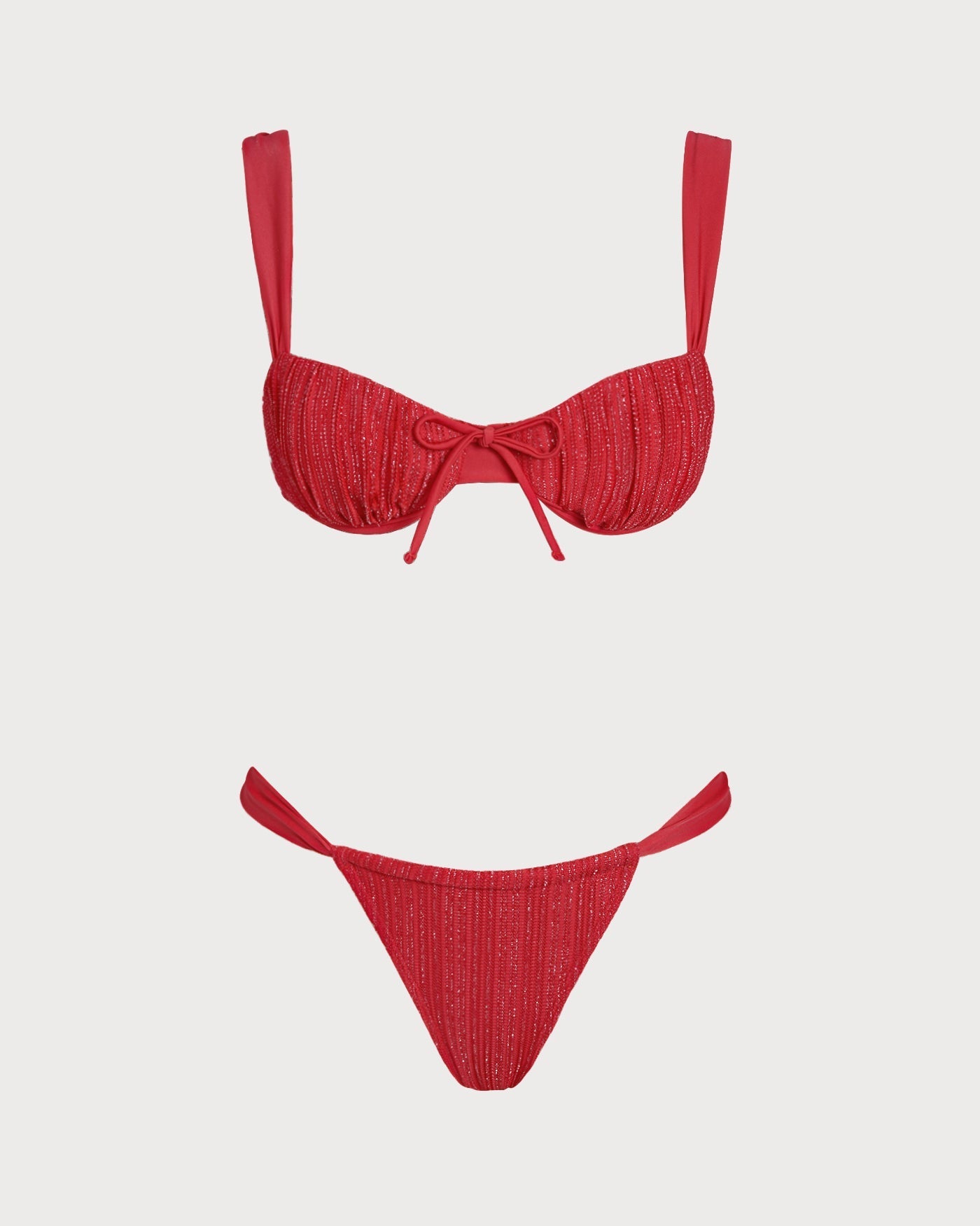 Red Sequins Underwire Bikini Set