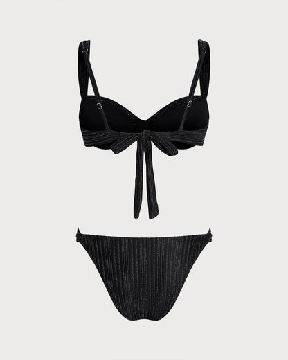 Black Sequins Underwire Bikini Set