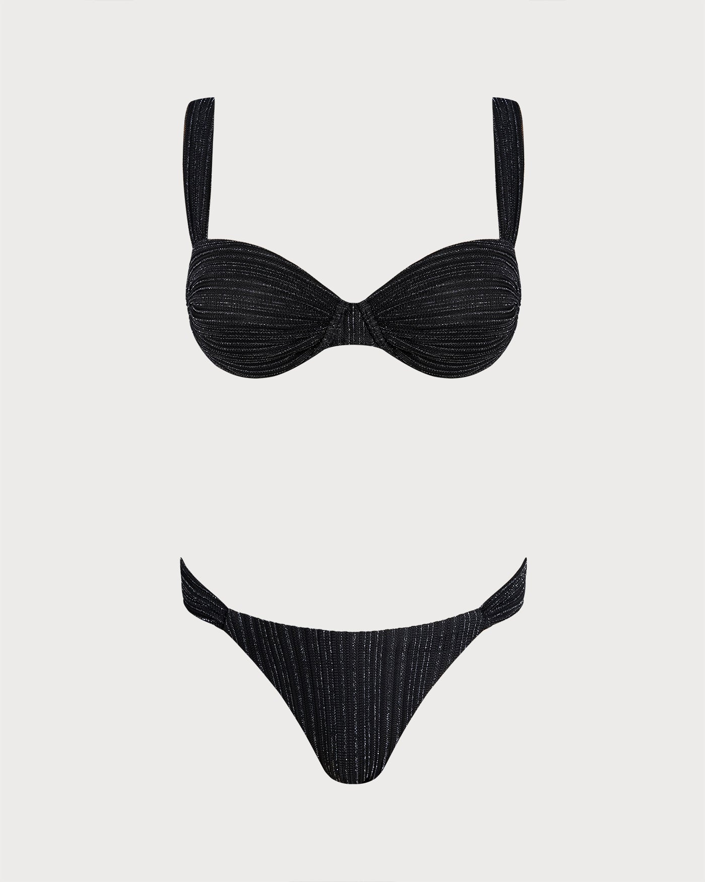 Black Sequins Underwire Bikini Set