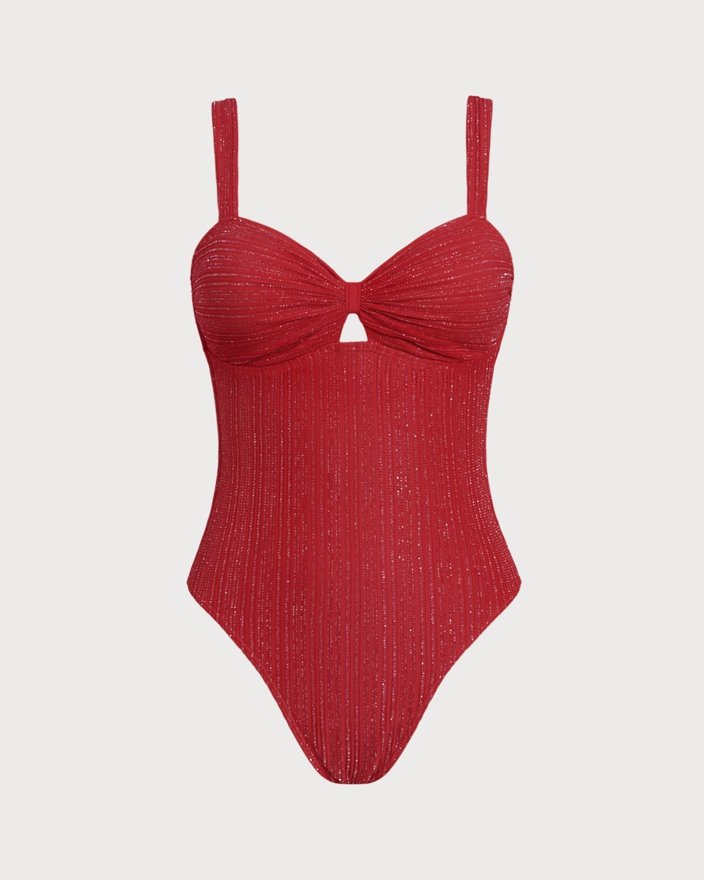 Red V Neck Bralette One Piece Swimwear