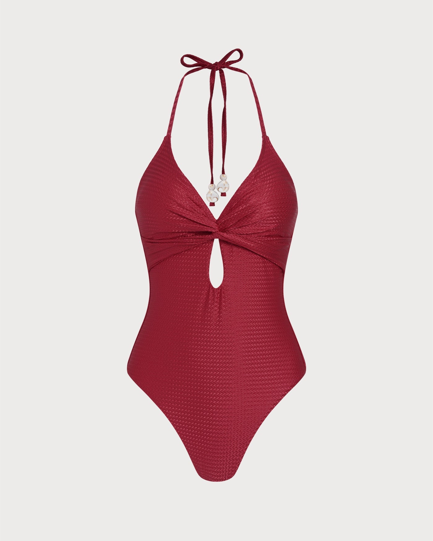 Red Halter Bralette One Piece Swimwear