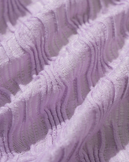 Purple Textured Halter Drawstring Bikini Set