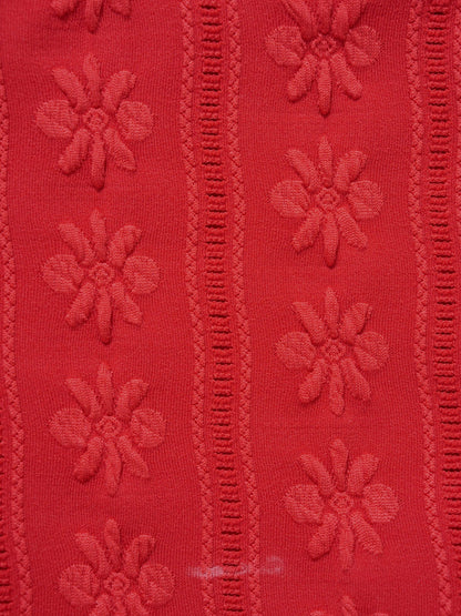 Red Jacquard Halter Drawstring Bikini Set