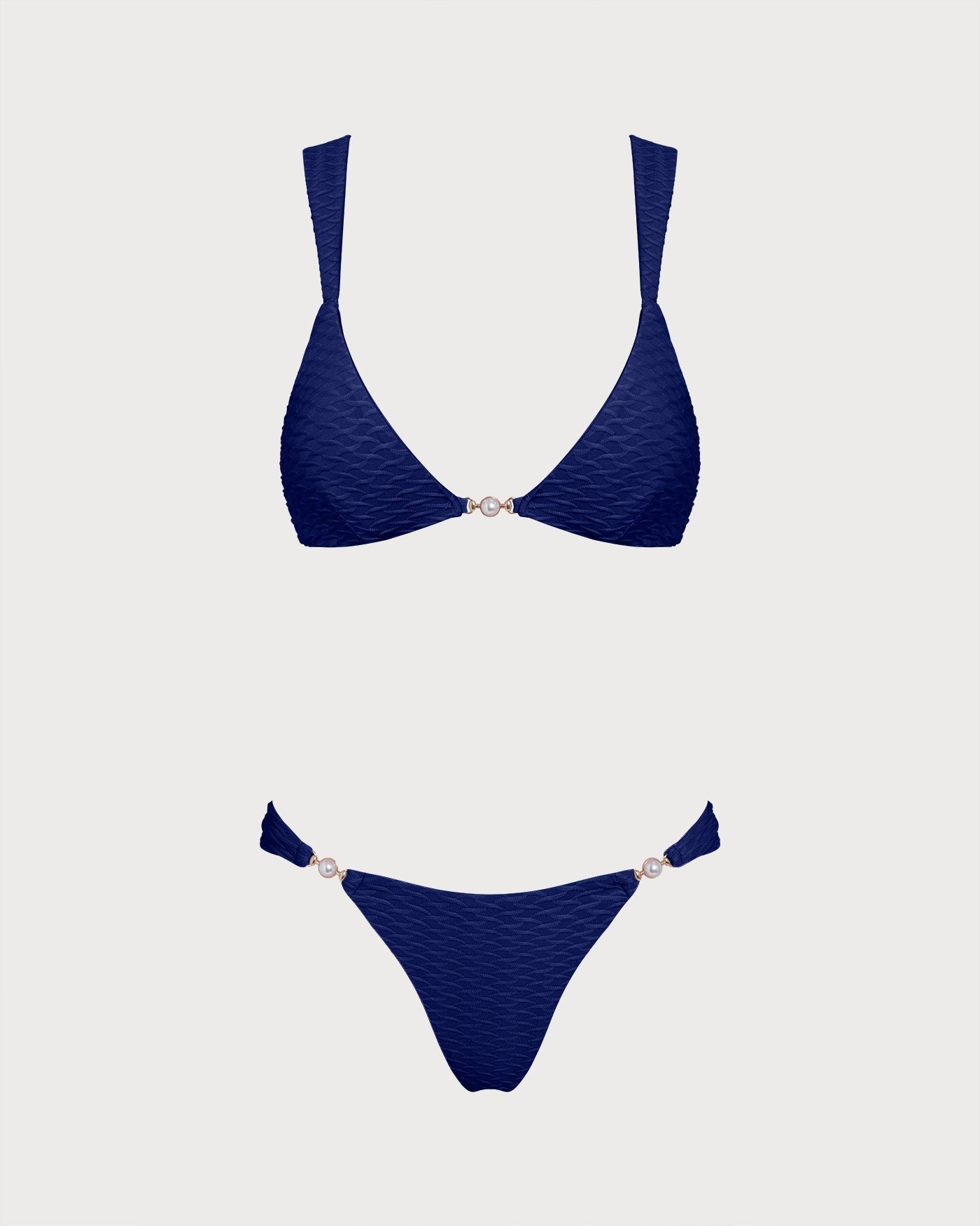 Royal Blue Textured Triangle Bikini Set