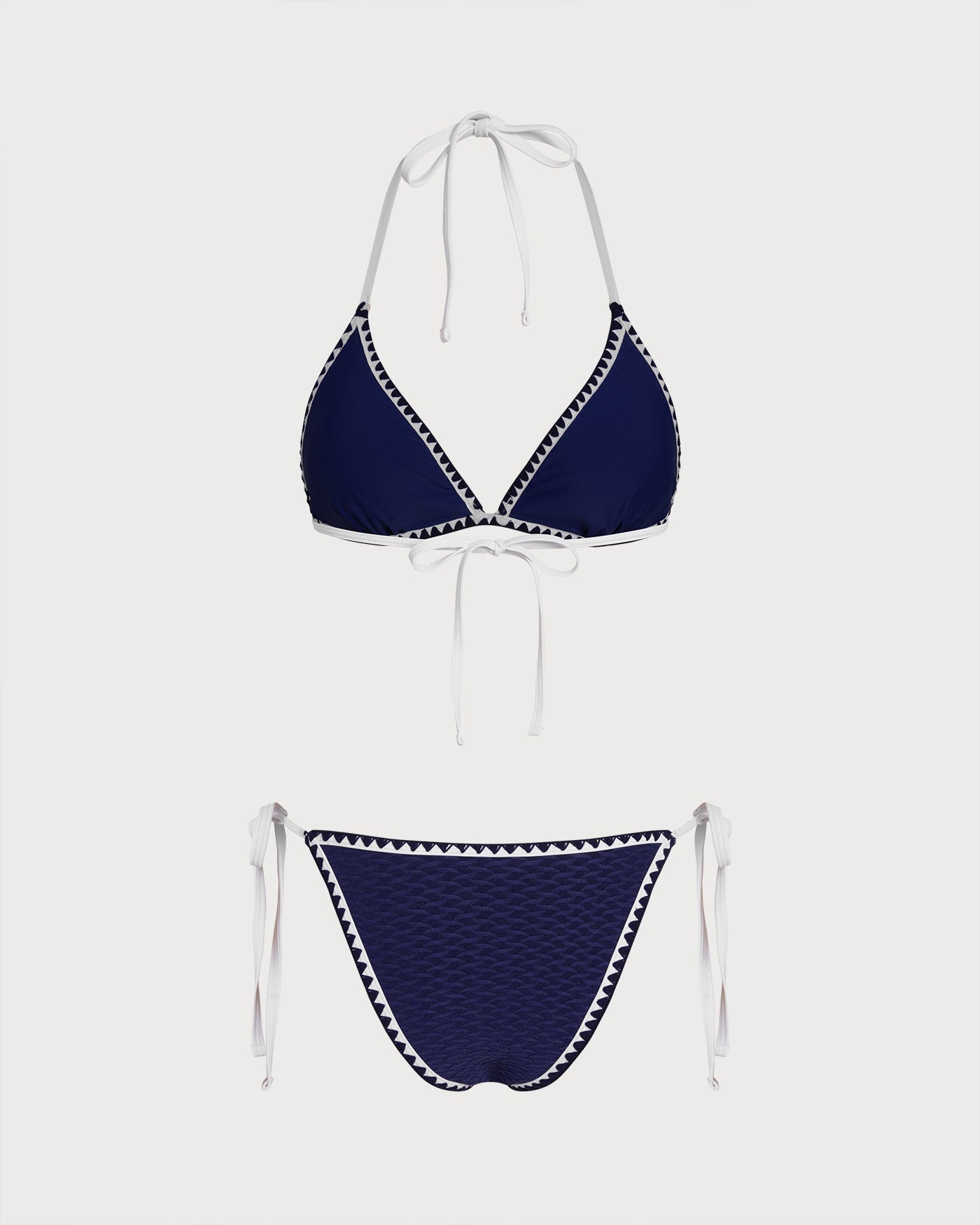 Blue Drawstring Triangle Bikini Set