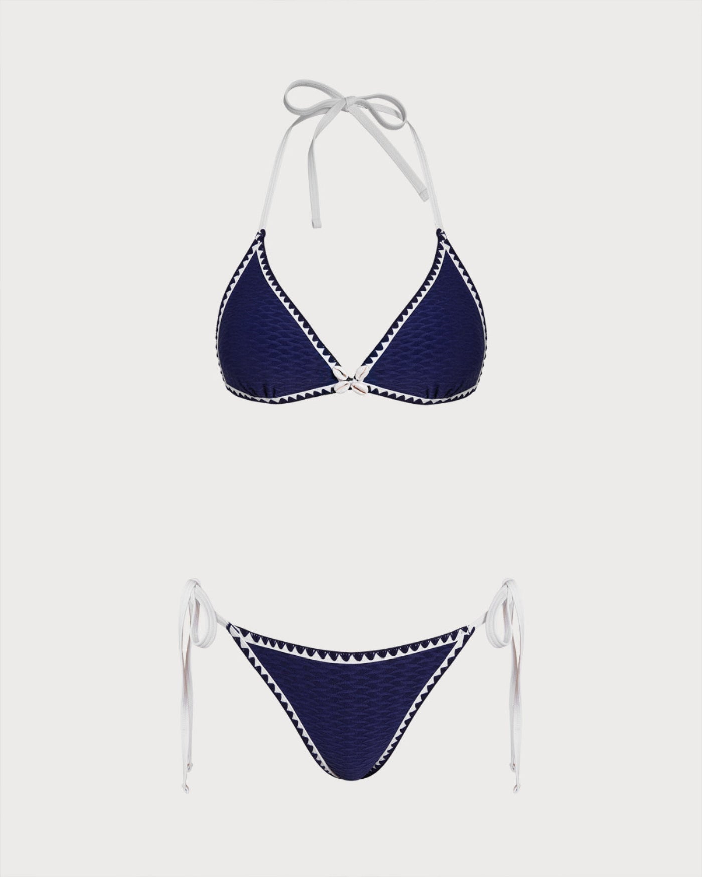 Blue Drawstring Triangle Bikini Set