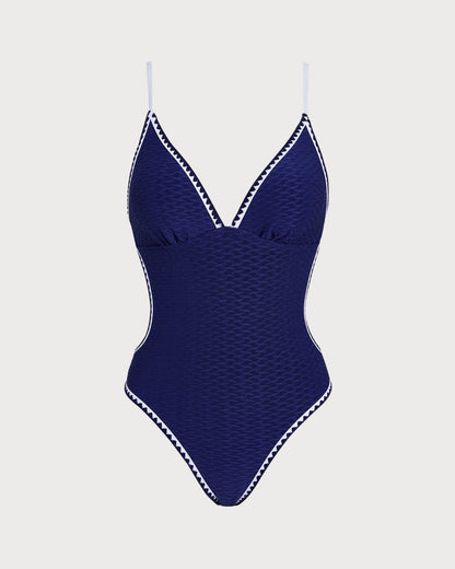 Blue X Cross Bralette One Piece Swimwear
