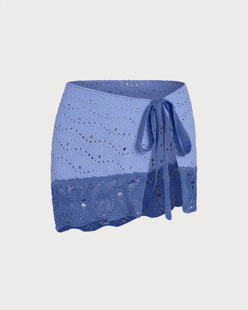 Blue Textured Contrasting Cover-up