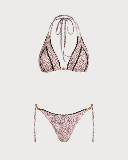 Leopard Print Halter Bikini Set