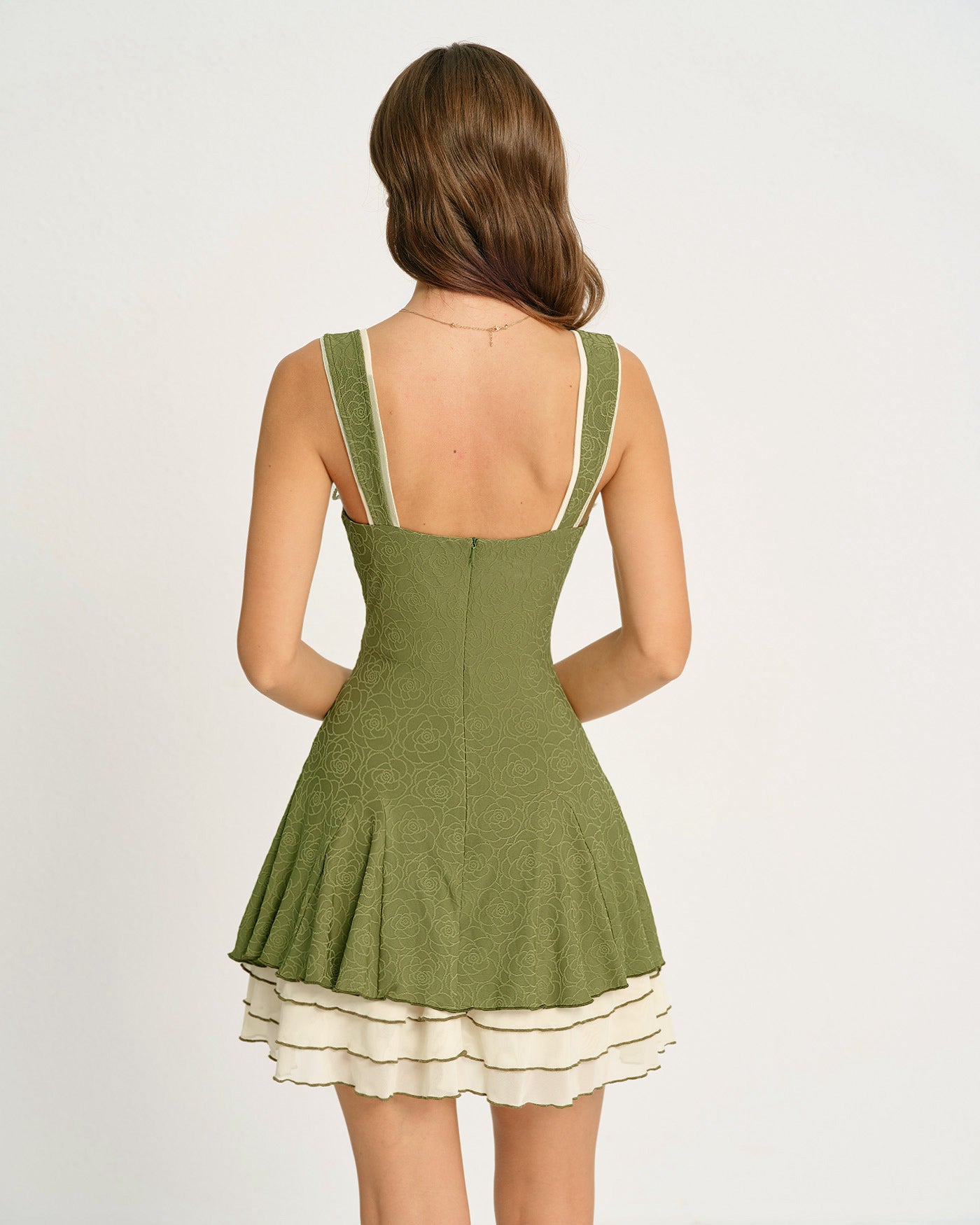 Green Contrasting Slip Mini Dress